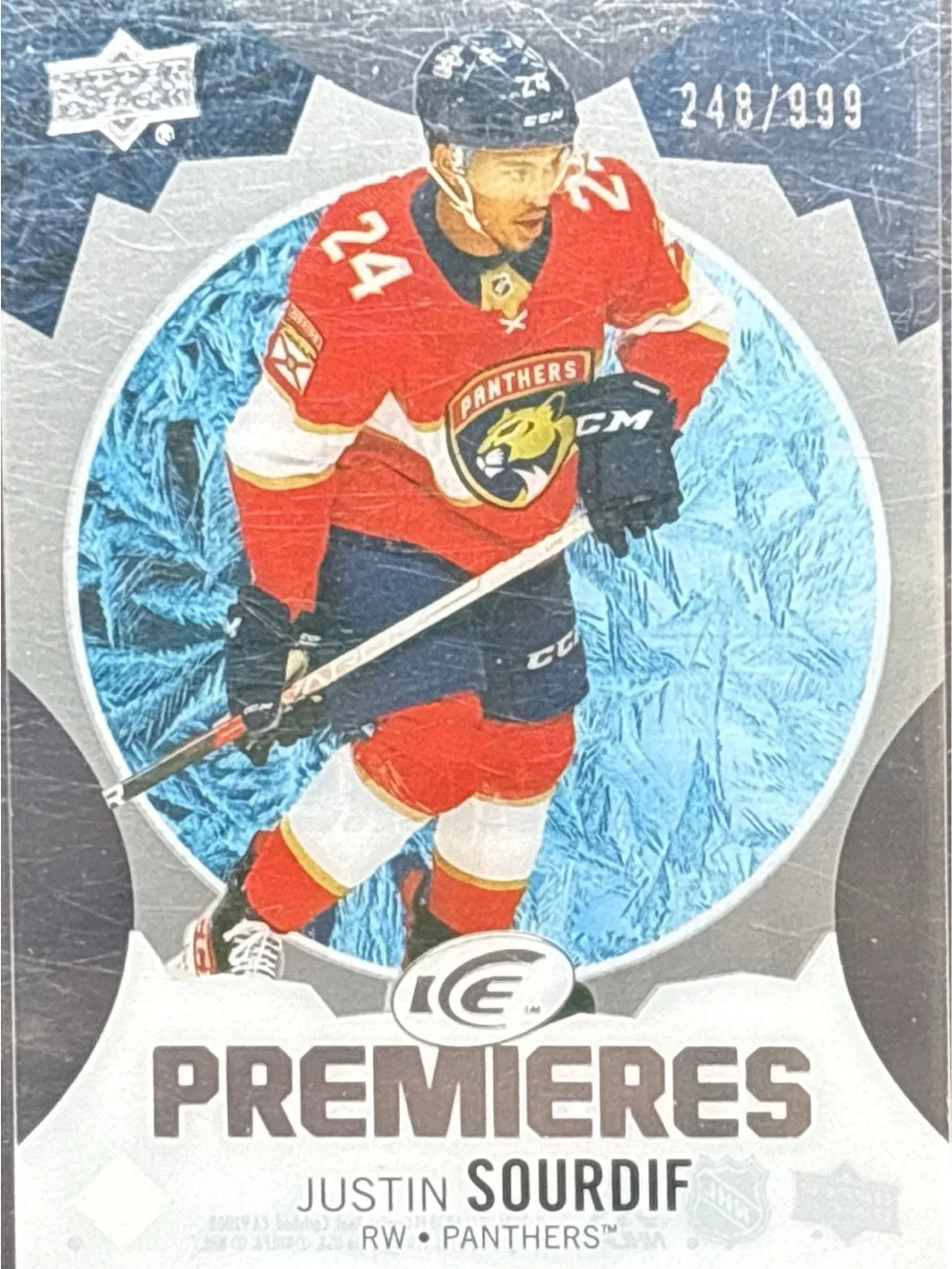 Upper Deck Premieres Justin Sourdif Hockey Trading Card - LE 248/999
